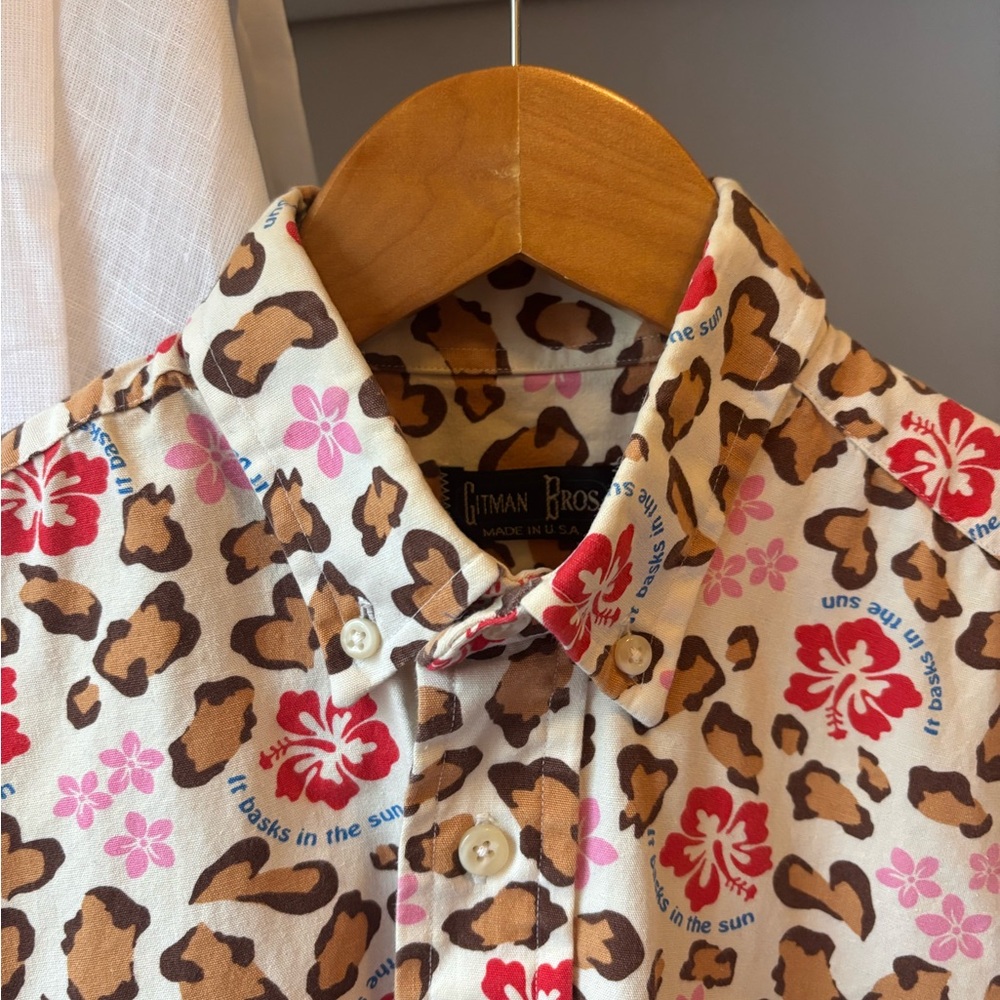 Gitman Bros Leopard and Floral Print Shirt